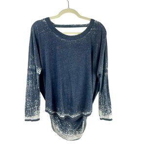 Chaser High Low Burnout Shirt Women Small Blue Dolman Sleeves Drape Back Boho